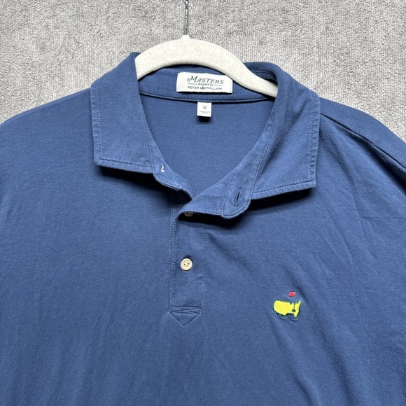 Masters By Peter Millar Golf Polo‎ Shirt M Blue Augusta National Performance